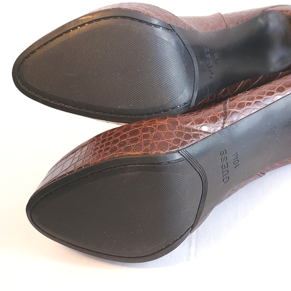 Guess brown croc embossed platform stiletto ankle boots size 10M/heel 5.5in - Picture 6 of 9